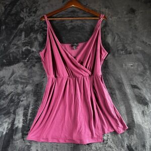 FOREVER 21 PLUS 2X Purple Faux Wrap Waist Ruched Romper Jumpsuit Women's